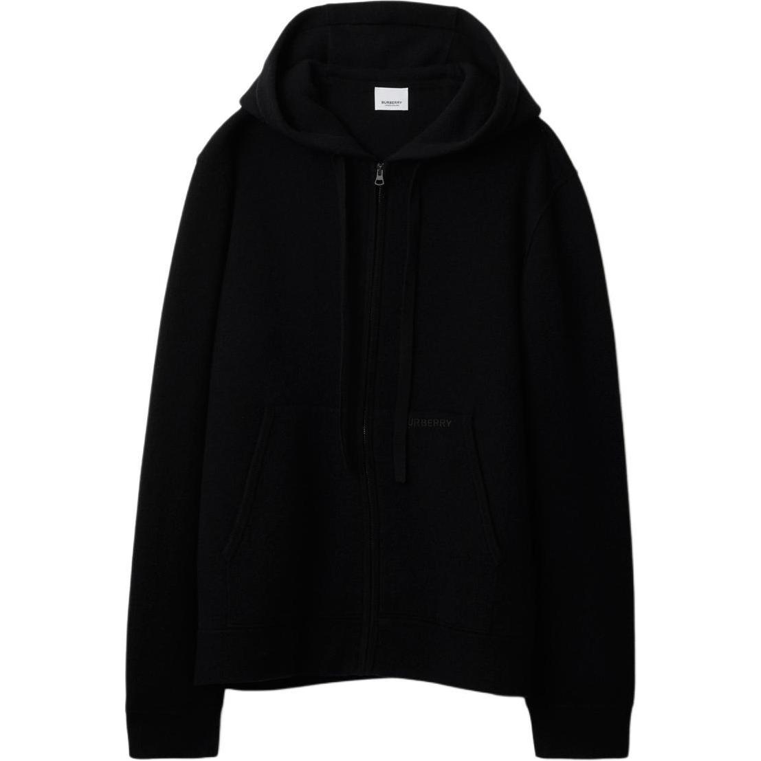 Burberry  Black Cashmere Hoodie with Full Zip Long Sleeve Design 80896631