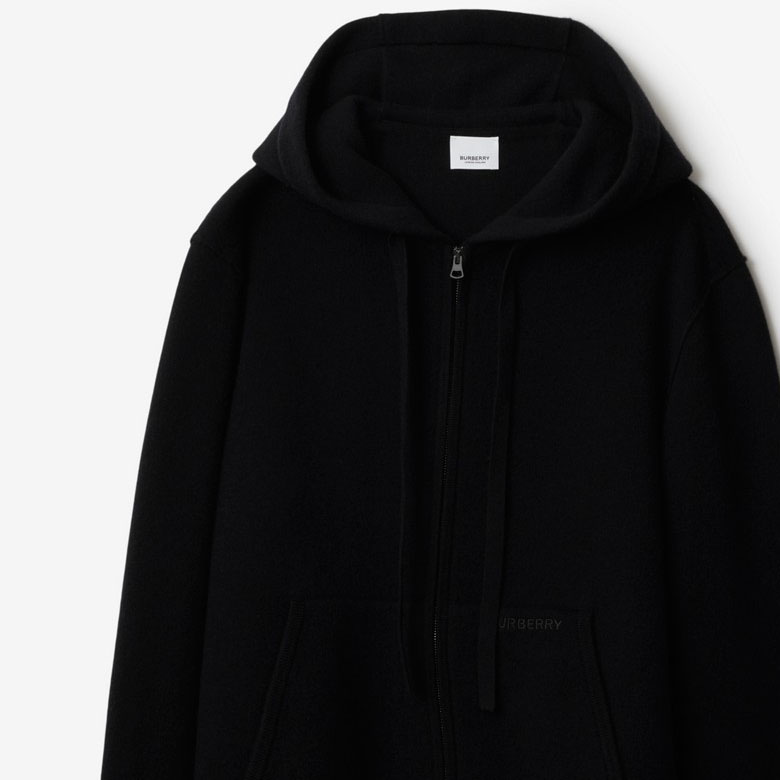 Shop Burberry Sudadera Negra de Cachemira con Cierre Completo y Manga Larga 80896631