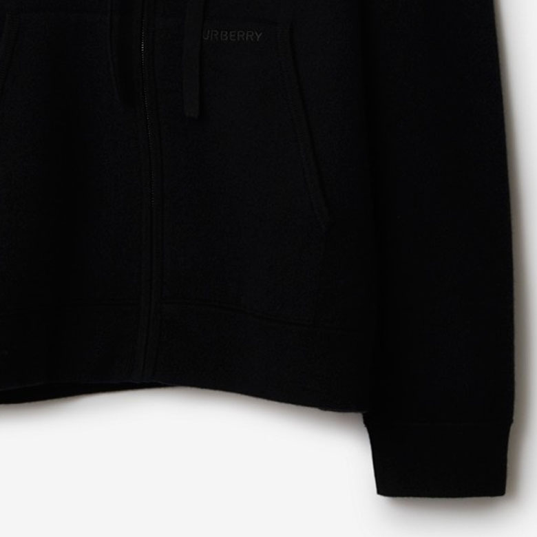 Sizing Burberry Sudadera Negra de Cachemira con Cierre Completo y Manga Larga 80896631