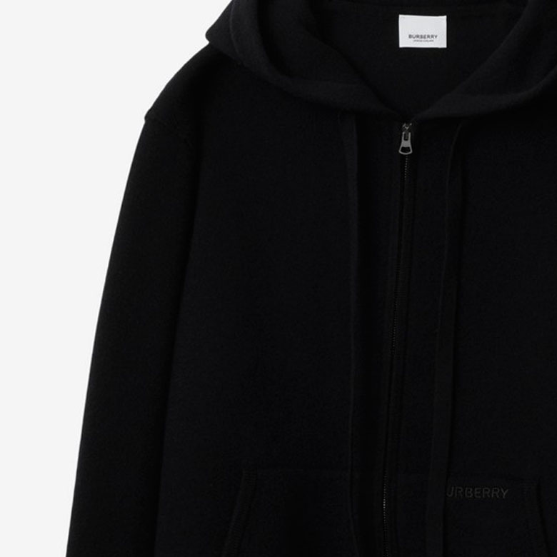 Cheap Burberry Sudadera Negra de Cachemira con Cierre Completo y Manga Larga 80896631