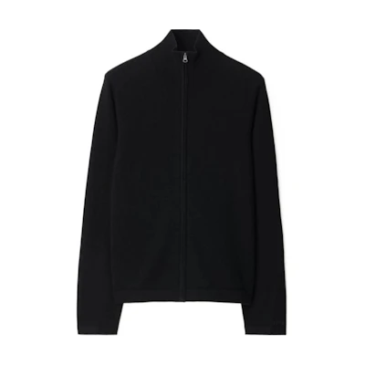 Burberry Black Cashmere Zip-Up Casual Sweater Long Sleeve. 80991601