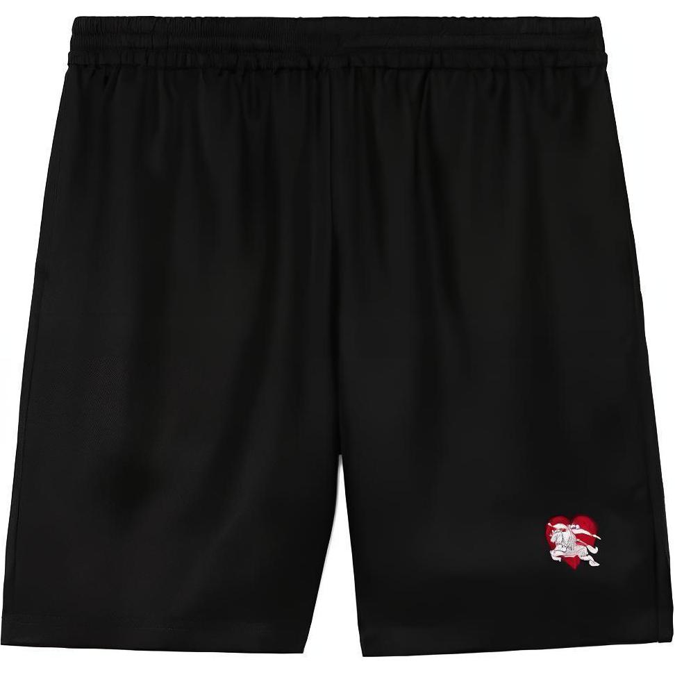 Burberry  Black Casual Shorts with Knight Logo and Heart Pattern. 80728331