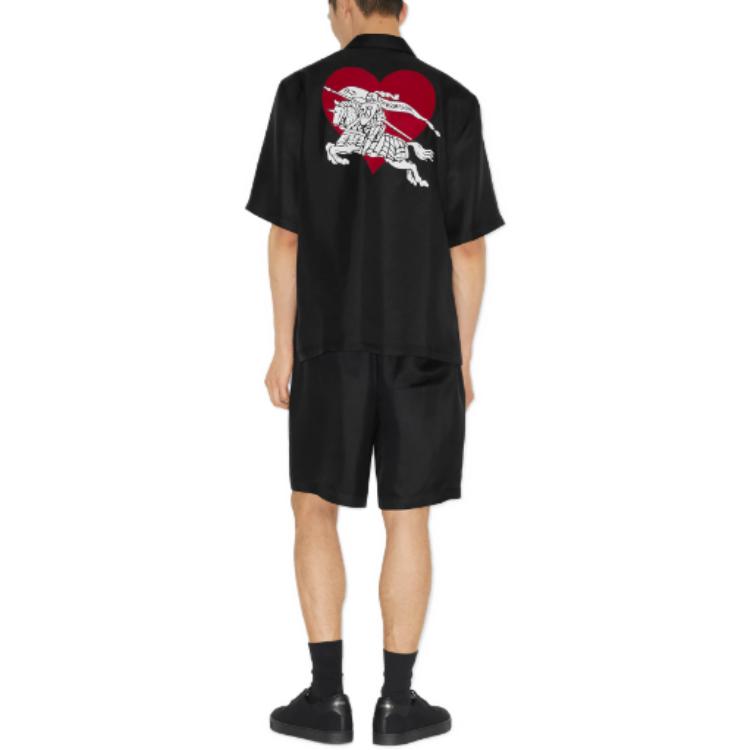 Burberry  Black Casual Shorts with Knight Logo and Heart Pattern. 80728331 圖 4