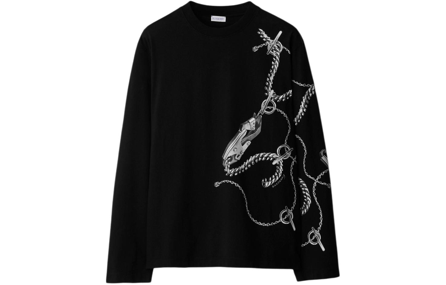 Burberry  Black Chain Print Crewneck Sweatshirt Long Sleeve. 80882071