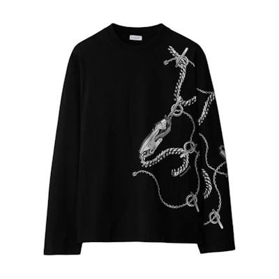 Burberry Black Chain Print Crewneck Sweatshirt Long Sleeve. 80882071