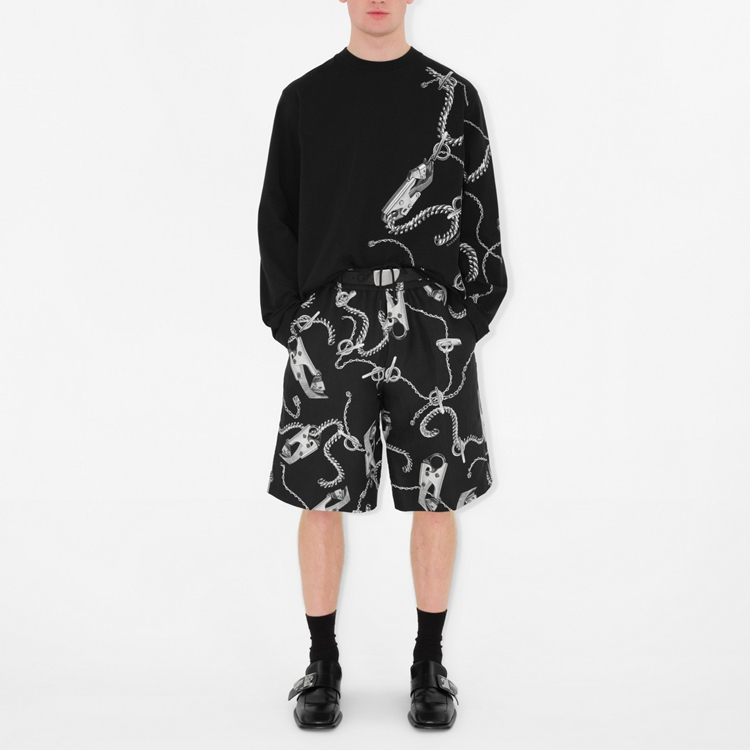 Shop 巴宝莉黑色链条印花圆领长袖卫衣 80882071