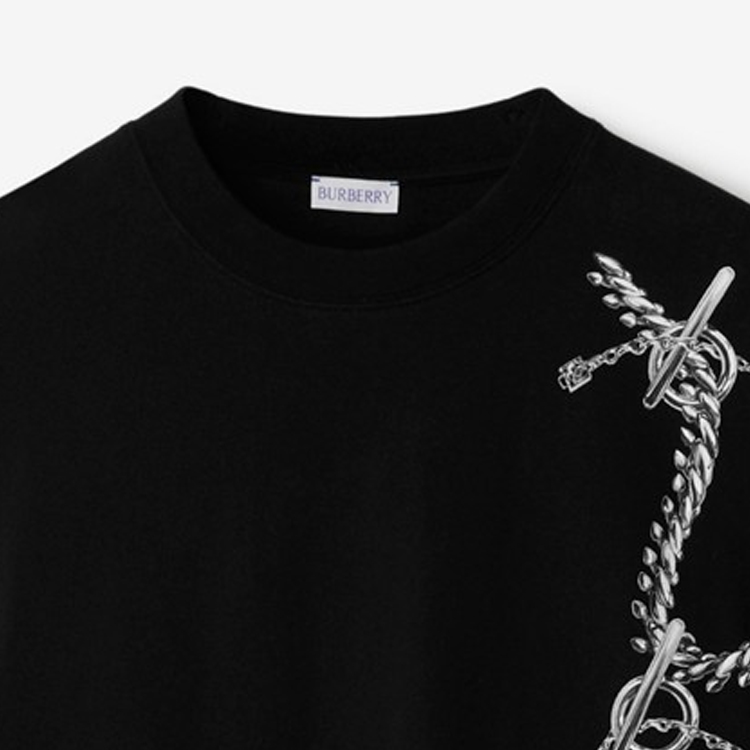 Sizing 巴宝莉黑色链条印花圆领长袖卫衣 80882071