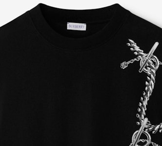 巴宝莉黑色链条印花圆领长袖卫衣 80882071 Sizing 巴宝莉黑色链条印花圆领长袖卫衣 80882071