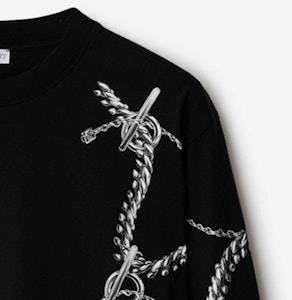 巴宝莉黑色链条印花圆领长袖卫衣 80882071 Cheap 巴宝莉黑色链条印花圆领长袖卫衣 80882071