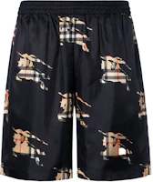Burberry Black Check Logo Print Mid-Waist Relaxed Fit Shorts. 80726531 Burberry Black Check Logo Print Mid-Waist Relaxed Fit Shorts. 80726531