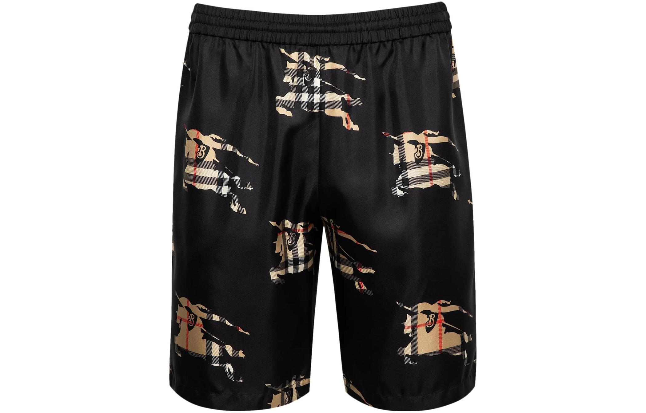 Burberry  Black Check Logo Print Mid-Waist Relaxed Fit Shorts. 80726531 圖 2