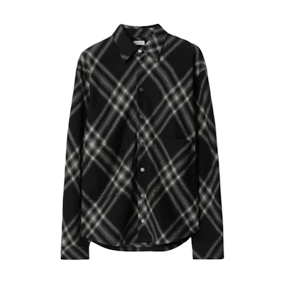Burberry Black Checkered Printed Long Sleeve Button-Up Shirt 80824231