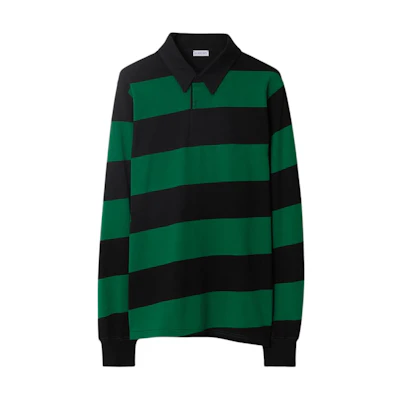 Burberry Black Color-Block Striped Long-Sleeve Polo Shirt. 80812781