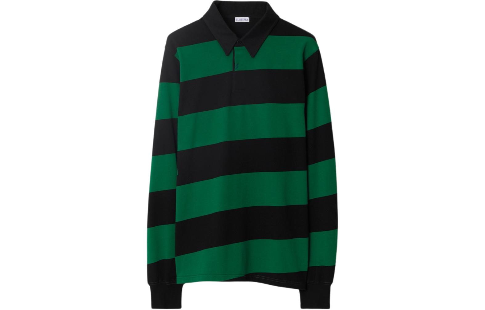 Burberry  Black Color-Block Striped Long-Sleeve Polo Shirt. 80812781 圖 2