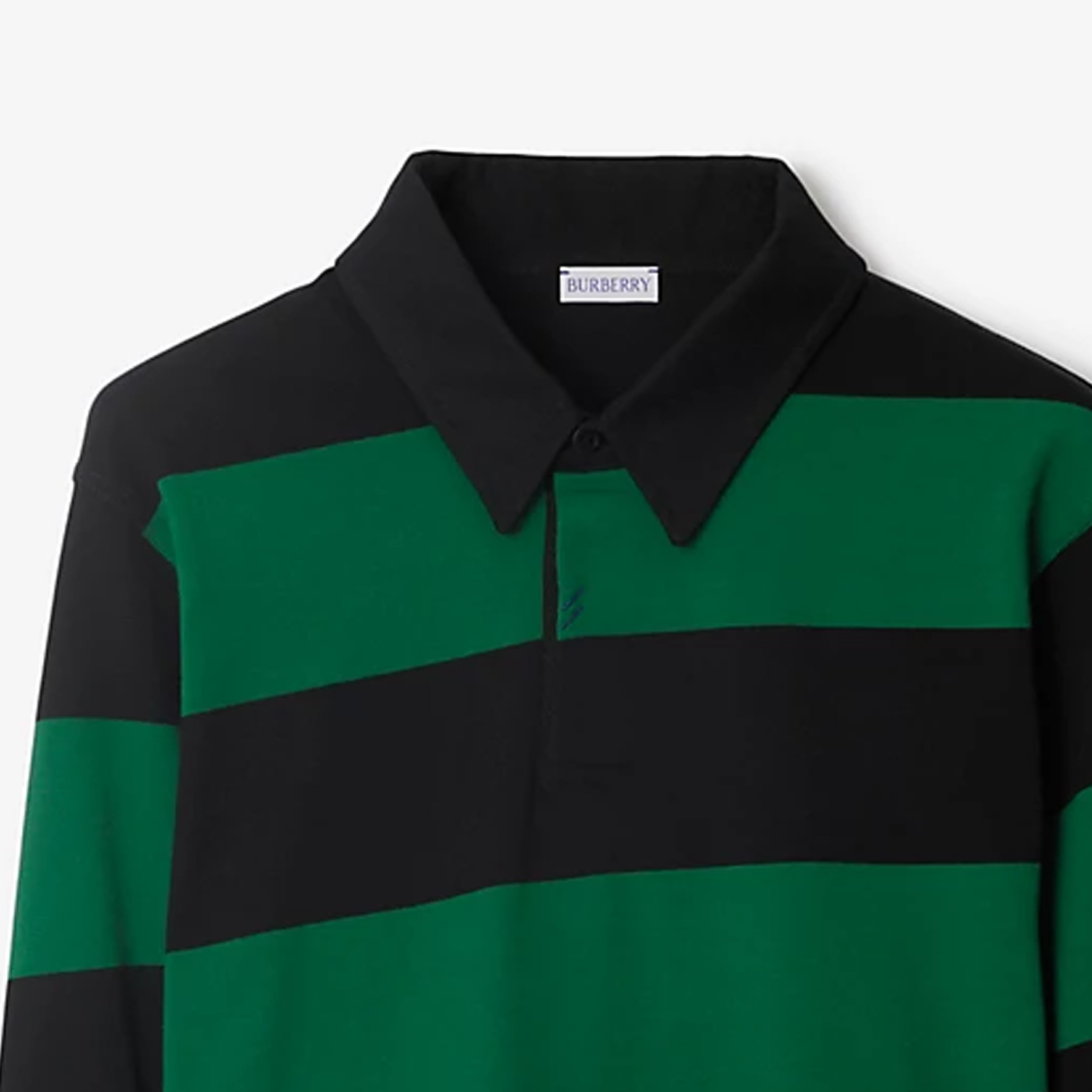 Burberry  Black Color-Block Striped Long-Sleeve Polo Shirt. 80812781 圖 7