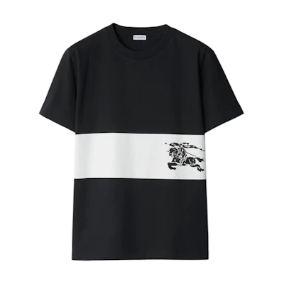 Burberry Black Colorblock Equestrian Print Short Sleeve T-Shirt 80959361