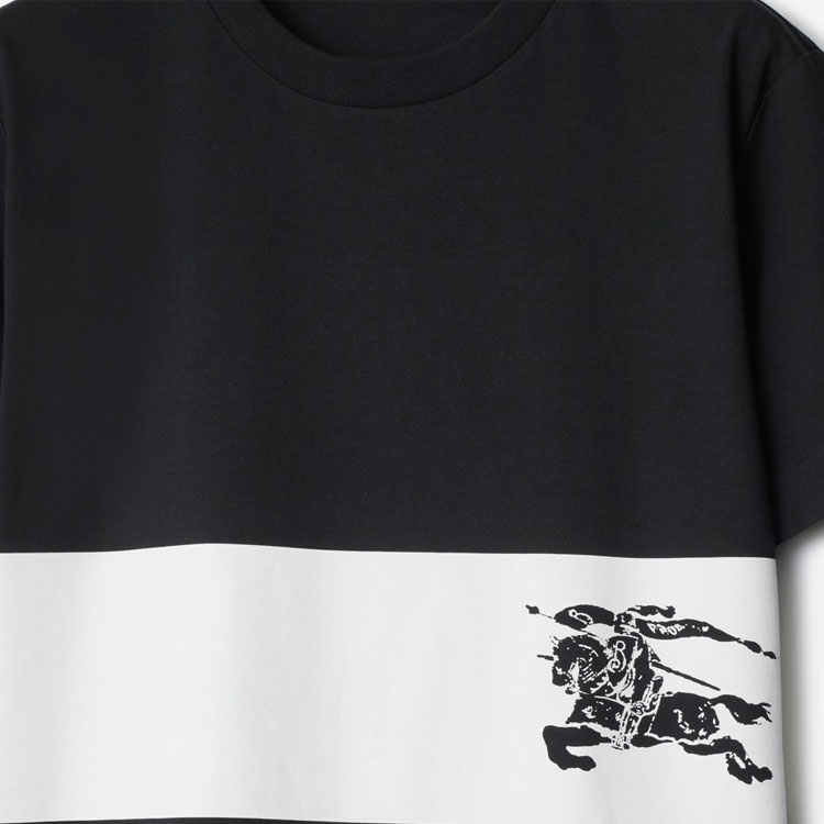 Details for Burberry 黑色拼接馬術印花短袖T恤 80959361