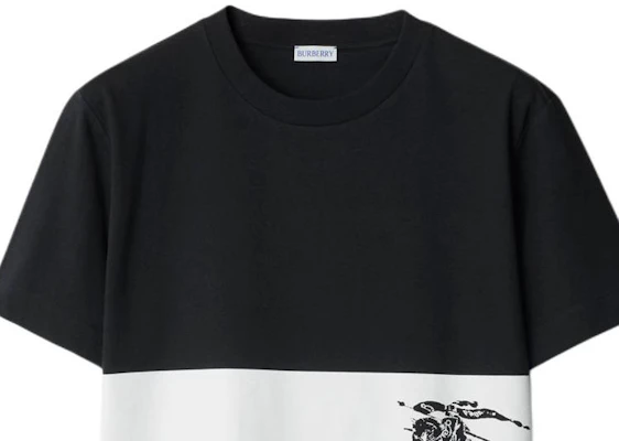 Burberry 黑色拼接馬術印花短袖T恤 80959361 Sizing Burberry 黑色拼接馬術印花短袖T恤 80959361