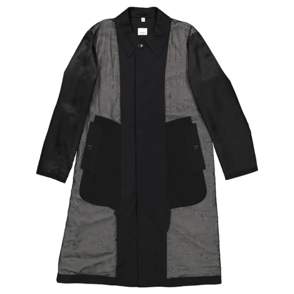 Burberry  Black Colorblock Single-Breasted Long Coat Long Sleeve 45582081