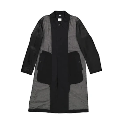 Burberry Black Colorblock Single-Breasted Long Coat Long Sleeve 45582081