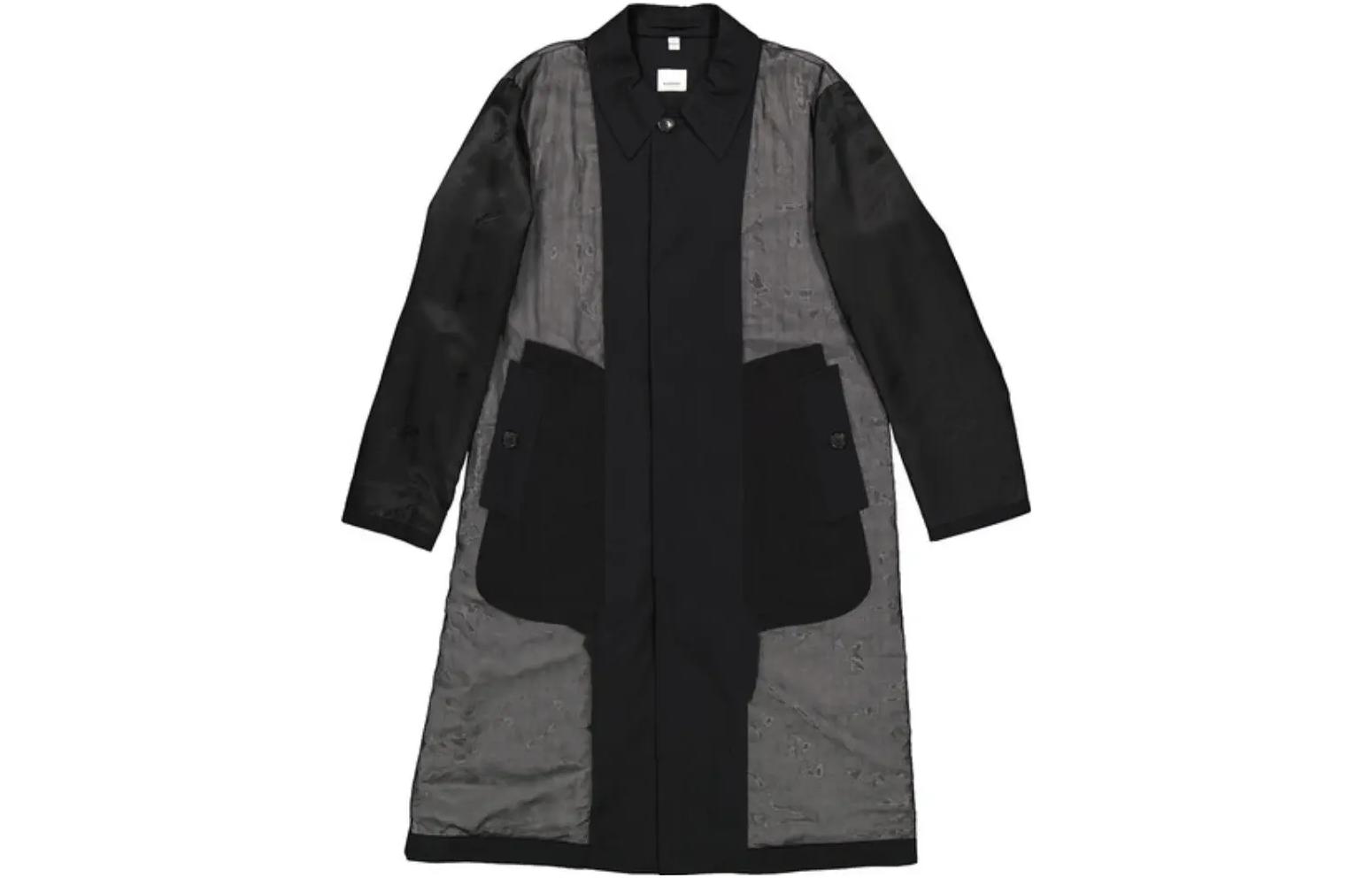 Burberry  Black Colorblock Single-Breasted Long Coat Long Sleeve 45582081 圖 2