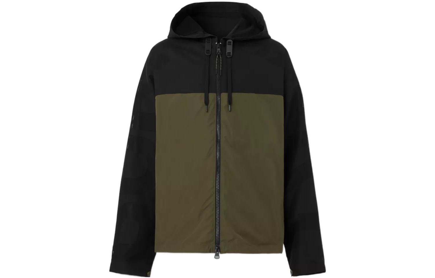 Burberry  Black Colorblock Zip-Up Hoodie Jacket 80544471