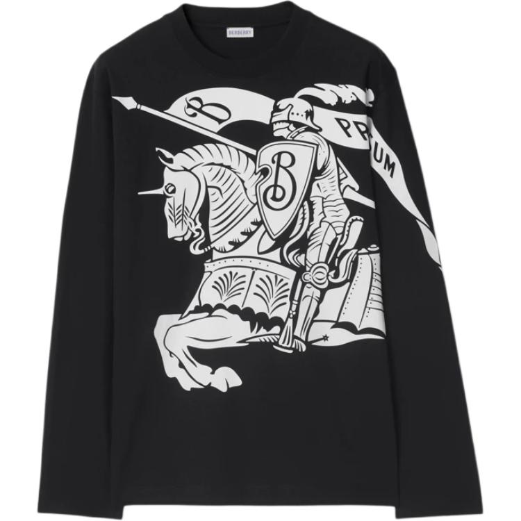 Order 버버리 블랙 코튼 크루넥 스웻셔츠 스트라이프 프린트 디자인. 80951571