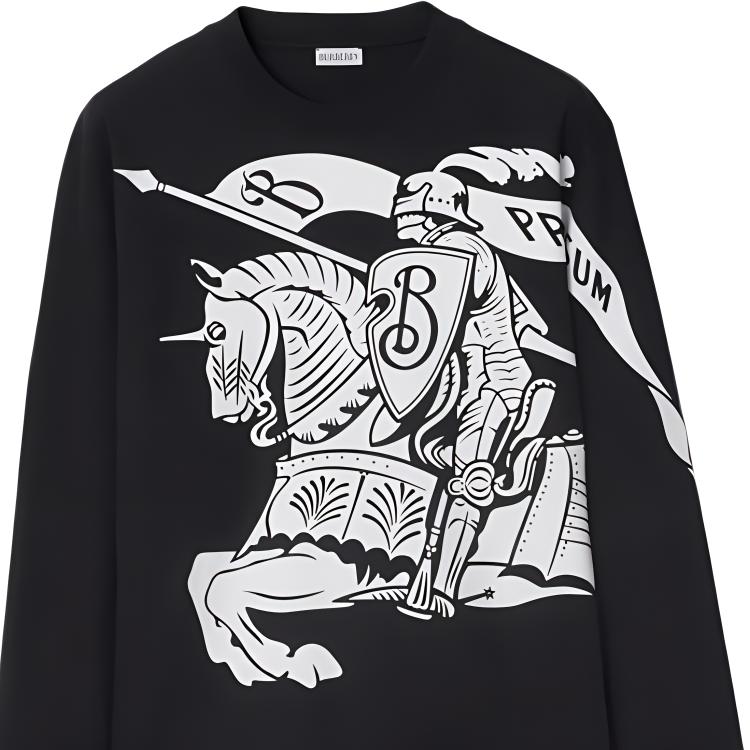 Details for 버버리 블랙 코튼 크루넥 스웻셔츠 스트라이프 프린트 디자인. 80951571