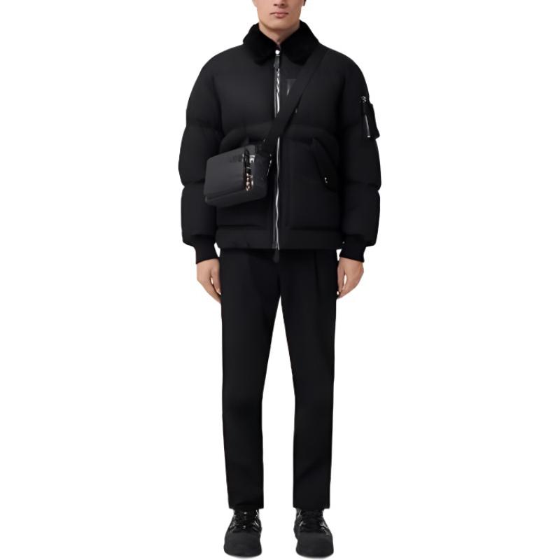 Shop 버버리 블랙 코튼 개버딘 테일러드 캐주얼 롱 팬츠 80488781