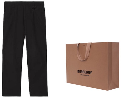 버버리 블랙 코튼 개버딘 테일러드 캐주얼 롱 팬츠 80488781 Cheap 버버리 블랙 코튼 개버딘 테일러드 캐주얼 롱 팬츠 80488781