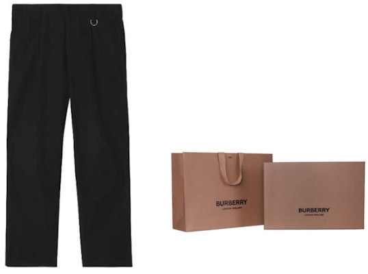 버버리 블랙 코튼 개버딘 테일러드 캐주얼 롱 팬츠 80488781 1