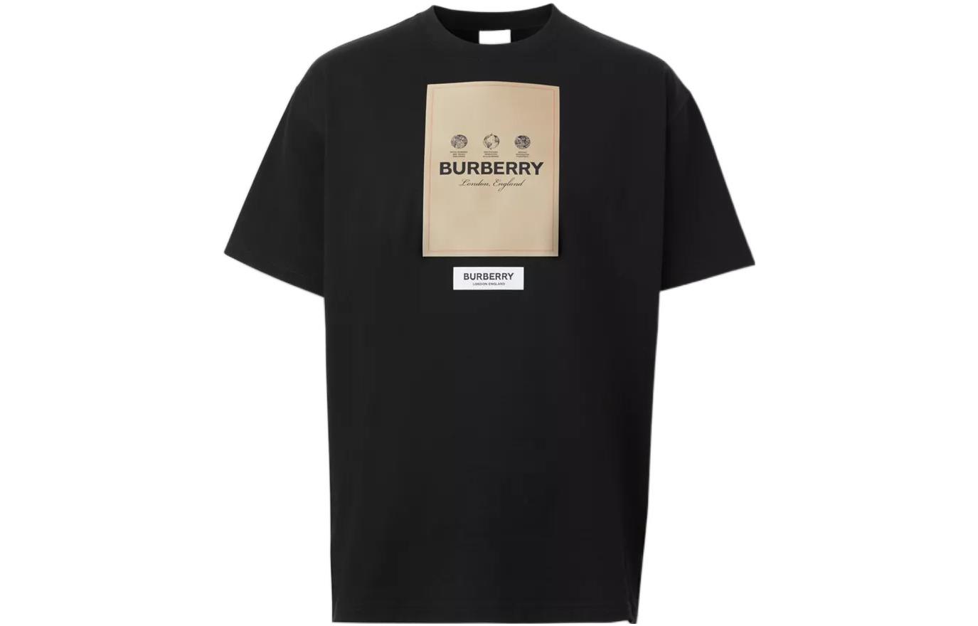 Order バーバリー ブラック クルーネック Tシャツ ロゴ＆パッチディテール付き. 80570991