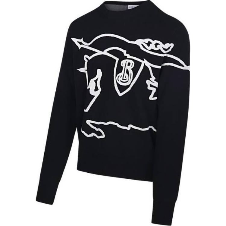 Burberry  Black Crewneck Printed Slim Fit Long-Sleeve Sweater 80952941 圖 4