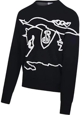 Burberry Black Crewneck Printed Slim Fit Long-Sleeve Sweater 80952941 Shop Burberry Black Crewneck Printed Slim Fit Long-Sleeve Sweater 80952941