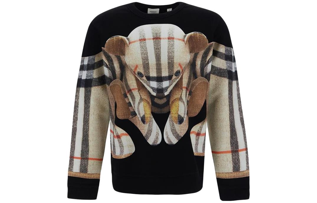 Burberry  Black Crewneck Pullover Sweatshirt with Bear Print. 8049567