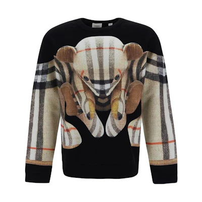 Burberry Black Crewneck Pullover Sweatshirt with Bear Print. 8049567