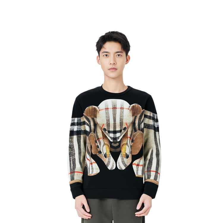 Shop 博柏利 黑色圆领熊印花卫衣. 8049567