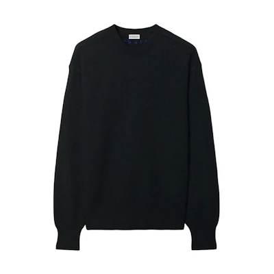 Burberry Black Crewneck Sweater with Solid Color and Embroidered Logo. 80762601