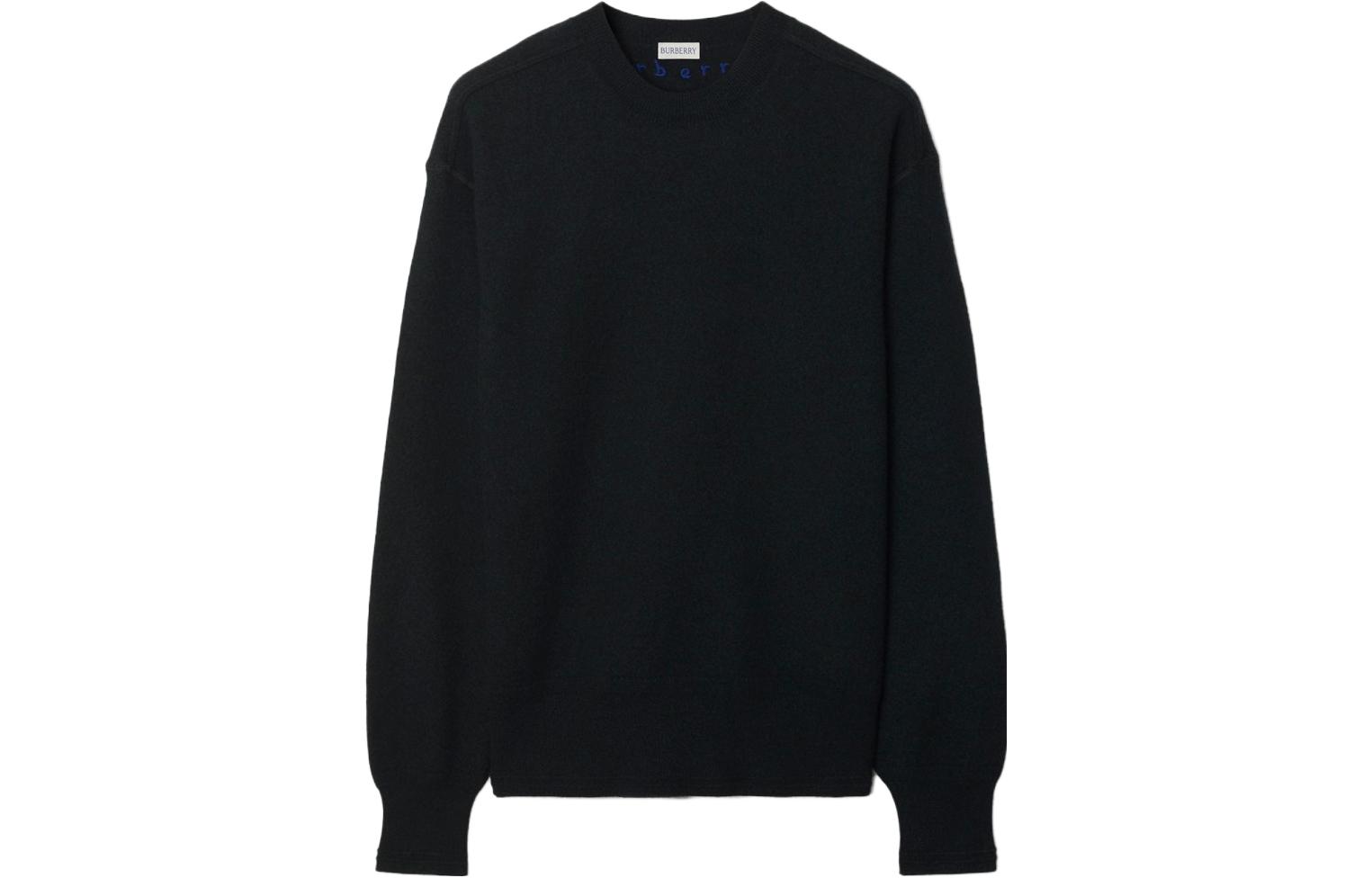 Order バーバリー ブラック クルーネック セーター 無地 刺繍ロゴ入り 80762601