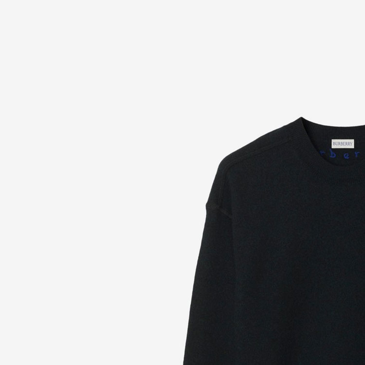 Details for バーバリー ブラック クルーネック セーター 無地 刺繍ロゴ入り 80762601