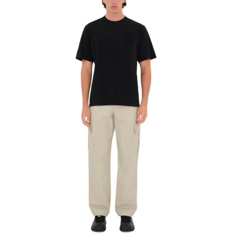 Lookbook 博柏利黑色刺绣徽标圆领T恤。 80995481