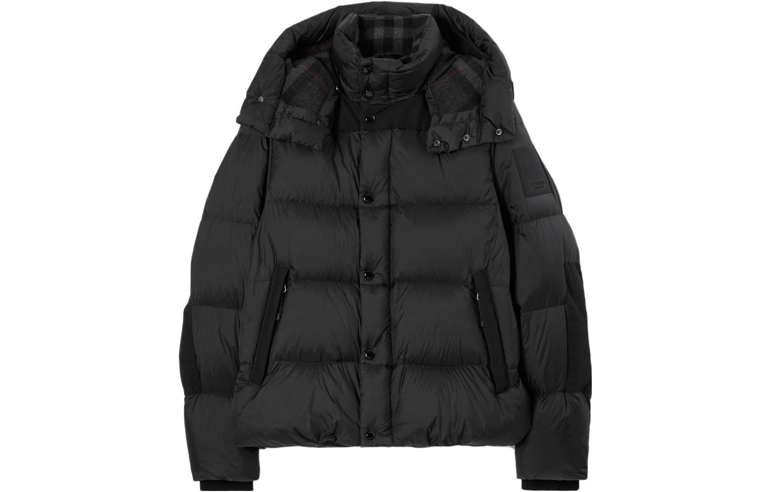 Burberry  Black Detachable Hood Down Jacket Casual Single-Breasted Coat. 80836511