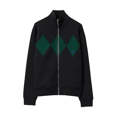 Burberry Black Diamond Print High-Neck Zip Casual Jacket 80810451