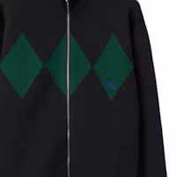 Details for Burberry Black Diamond Print High-Neck Zip Casual Jacket 80810451
