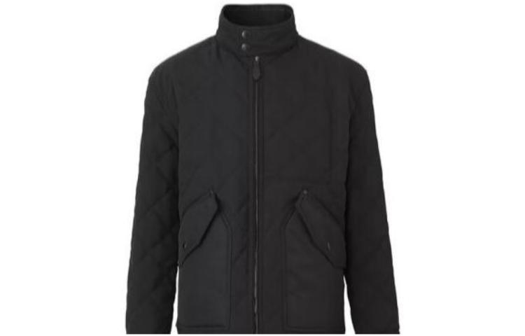 Order Burberry Jaket Kotak Hitam Quilted Kapas 8047934