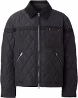 Order Burberry Jaket Zip Hitam Berlian Quilted dengan Poket Dada. 80616651