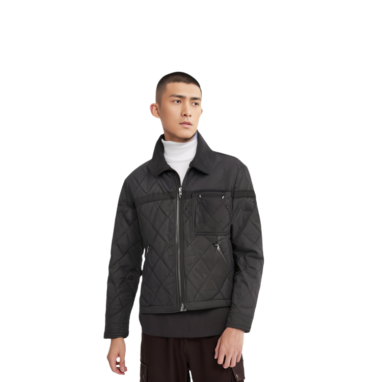 Lookbook Burberry 黑色鑽石紋拉鍊外套附胸袋夾克 80616651