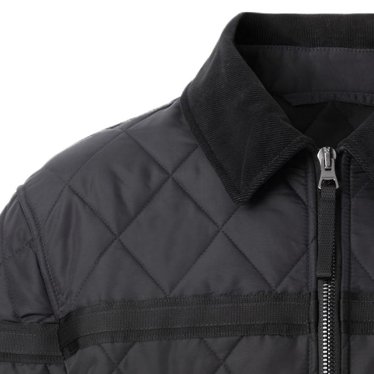 Shop Burberry 黑色鑽石紋拉鍊外套附胸袋夾克 80616651