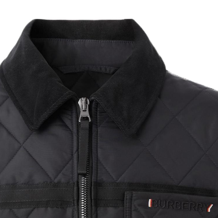Details for Burberry 黑色鑽石紋拉鍊外套附胸袋夾克 80616651
