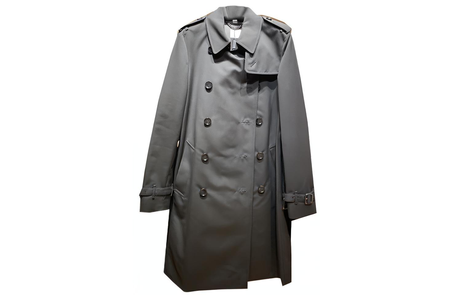 Burberry  Black Double-Breasted Trench Coat with Solid Color Design. 80559761